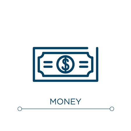 Money icon. Linear vector illustration. Outline money icon vector. Thin line symbol for use on web and mobile apps, logo, print media.のイラスト素材