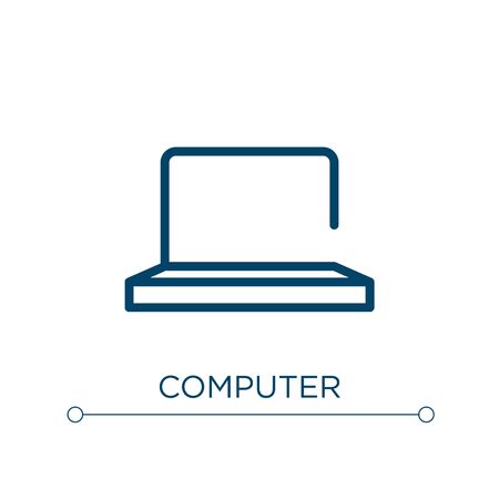 Computer icon. Linear vector illustration. Outline computer icon vector. Thin line symbol for use on web and mobile apps, logo, print media.のイラスト素材