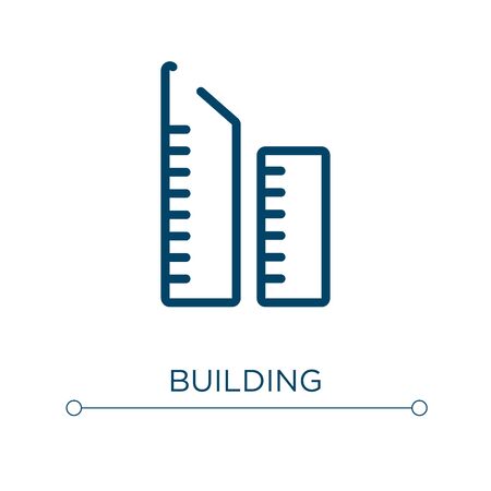 Building icon. Linear vector illustration. Outline building icon vector. Thin line symbol for use on web and mobile apps, logo, print media.のイラスト素材