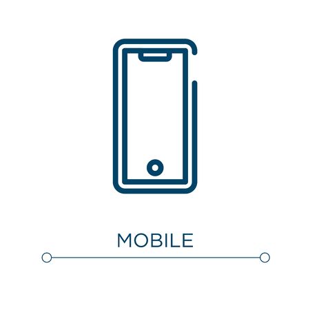 Mobile icon. Linear vector illustration. Outline mobile icon vector. Thin line symbol for use on web and mobile apps, logo, print media.のイラスト素材