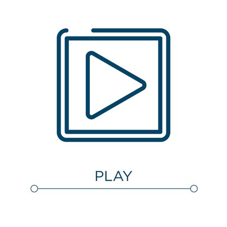 Play icon. Linear vector illustration. Outline play icon vector. Thin line symbol for use on web and mobile apps, logo, print media.のイラスト素材