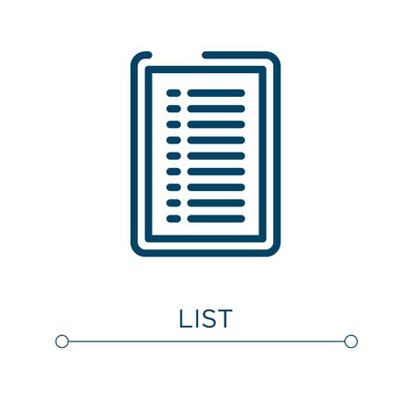 List icon. Linear vector illustration. Outline list icon vector. Thin line symbol for use on web and mobile apps, logo, print media.のイラスト素材