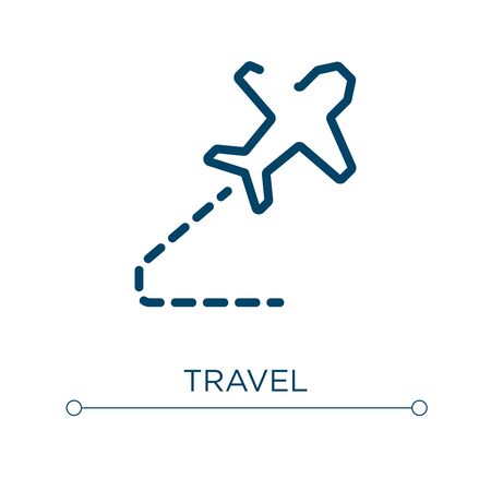 Travel icon. Linear vector illustration. Outline travel icon vector. Thin line symbol for use on web and mobile apps, logo, print media.のイラスト素材