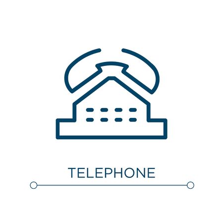 Telephone icon. Linear vector illustration. Outline telephone icon vector. Thin line symbol for use on web and mobile apps, logo, print media.のイラスト素材