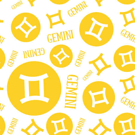 Zodiac sign seamless pattern. Gemini. Astrological calendar background. Zodiacal color vector horoscopeのイラスト素材