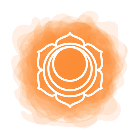 Swadhisthana icon. the second sacral chakra. Vector orange smoky circle. Line symbol. Meditation signのイラスト素材
