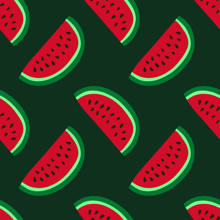 Watermelon seamless pattern. Hand drawn fresh berry. Vector sketch background. Red and green print for kitchen tablecloth, curtain or dishcloth. Fashion designのイラスト素材