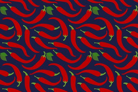 Chilli seamless pattern. Hot pepper. Spicy taste. Red vegetable. Paprika. Hand drawn doodle vector sketch background. Healthy food. Vegetarian product. Jalapeno sauce. Mexican, Georgian or Caucasian menuのイラスト素材