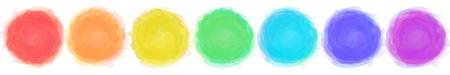 Watercolor motley circles set. Smoky frames. Colorful templates. 7 rainbow colorsのイラスト素材