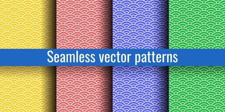 Seamless pattern. Wave set. Chinese  texture. Vector illustration. Colorful simple backgrounds. Scrapbook, gift wrapping paper or textiles. Fish scalesのイラスト素材