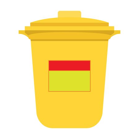 Garbage container. Yellow bin. Dangerous goods. Radioactive element. Harmful wasteのイラスト素材