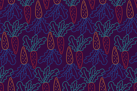 Doodle line carrots. Seamless pattern. Vector fashion print. Design for textile or clothes. Outline...