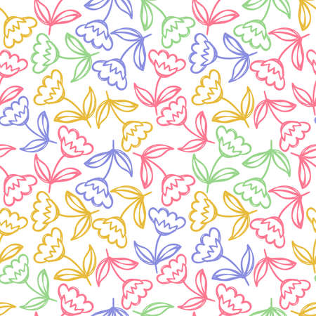 Fashion design vector seamless pattern for shirt, panties, tank top, bedding, blanket or pillow. Outline sketch background. Doodle textile.のイラスト素材