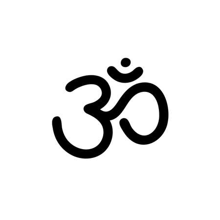 Om sign. Vector sacral icon. Meditation symbol. Yoga. Black line illustrationのイラスト素材