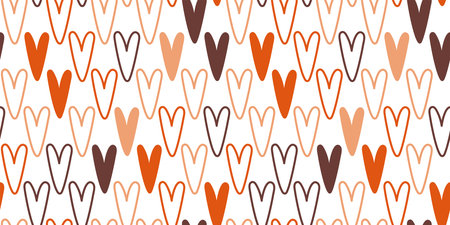 Hearts vector seamless pattern for shirt, panties, tank top or swimsuit, underwear, bedding, blanket or pillow. Outline sketch background. Doodle textile. Wedding. Fashion design for Valentines dayのイラスト素材