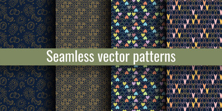 Hearts vector seamless pattern for shirt, underwear, bedding, blanket or pillow. Outline sketch background. Doodle textile. Wedding. Fashion design for Valentines dayのイラスト素材