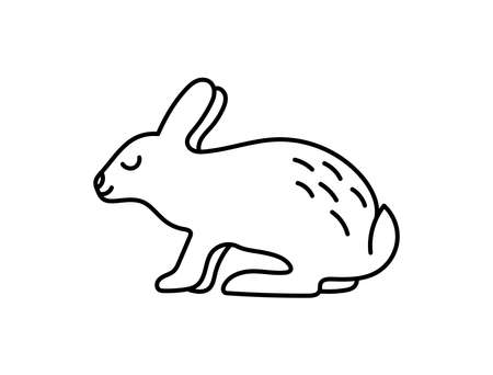 Rabbit. Chinese horoscope 2023 year. Animal symbol vector set. Black line doodle sketch. Editable path. Cartoon hareのイラスト素材