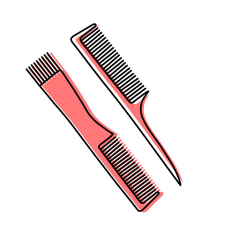 Comb. Hairdressing equipment line sketch. Professional hair dresser tool. Hand drawn doodle icon....