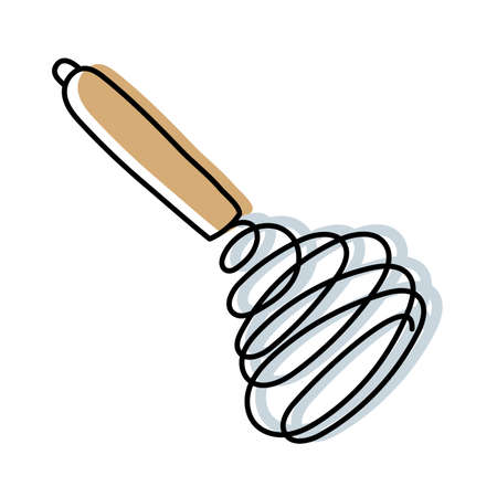 Whisk. Kitchenware sketch. Doodle line vector kitchen utensil and tool. Cutlery illustrationのイラスト素材