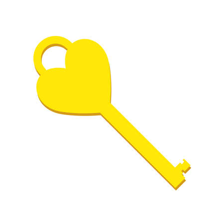 Flat key icon. Vector illustration. Creative heart pictogram. Yellow color drawingのイラスト素材