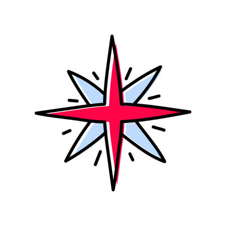 Star sketch. Doodle line web icon. Vector handdrawn color illustrationのイラスト素材