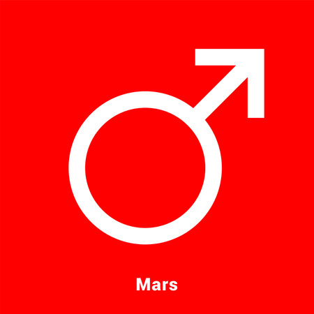Mars. Planet symbol. Vector color sign. Astrological calendar. Jyotisha. Hinduism, Indian or Vedic astrologyのイラスト素材