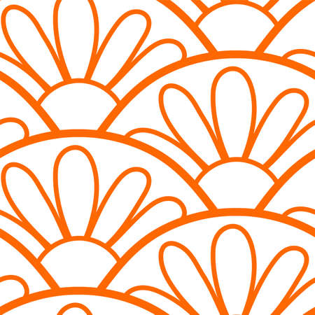 Wave and flower. Seamless pattern. Vector texture. Wrapping paper or textile. Natural backgroundのイラスト素材