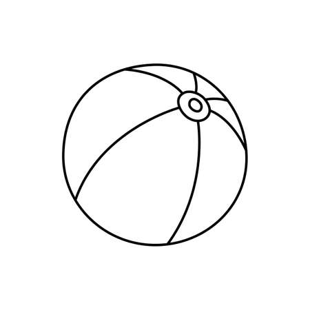 Beach ball. Sport equipment line sketch. Hand drawn doodle outline icon. Vector black and white freehand fitness illustrationのイラスト素材
