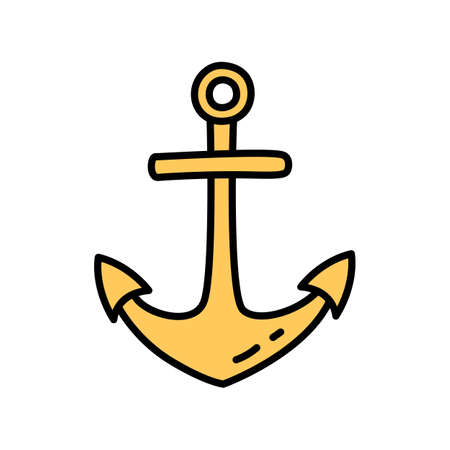 Anchor sketch. Doodle hand drawn illustration. Vector iconのイラスト素材