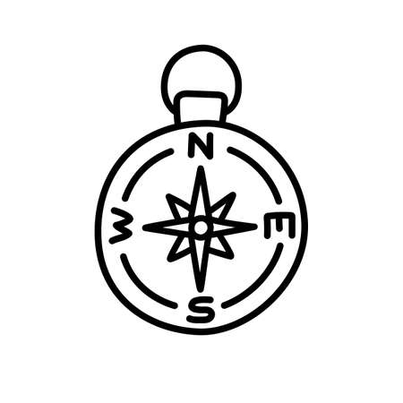 Compass. Pirate item sketch. Doodle hand drawn illustration. Vector line iconのイラスト素材