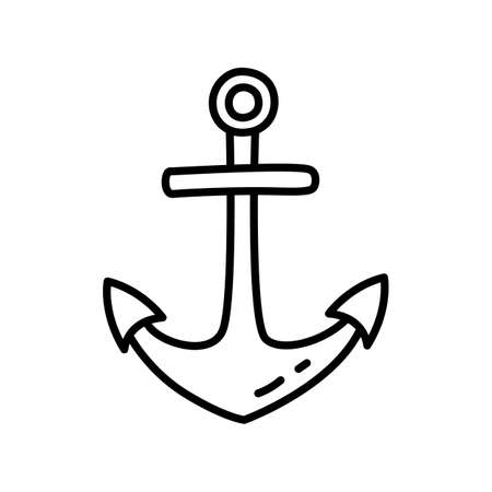 Anchor sketch. Doodle hand drawn illustration. Vector line iconのイラスト素材