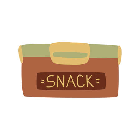 Tourist plastic container for snack and food sketch. Hiking item. Vector illustrationのイラスト素材