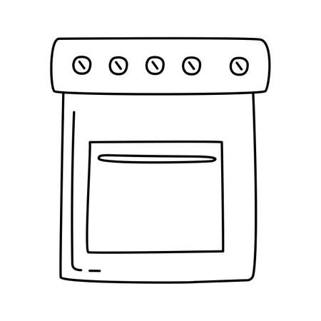 Gas stove sketch. Hand drawn black and white doodle vector illustration.のイラスト素材