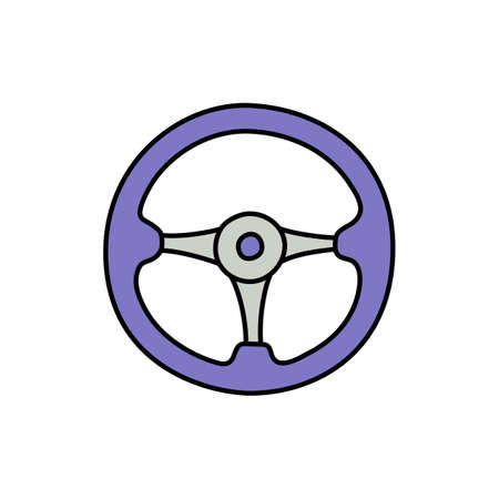Car steering wheel. Sport equipment sketch. Hand drawn icon. Vector freehand illustrationのイラスト素材