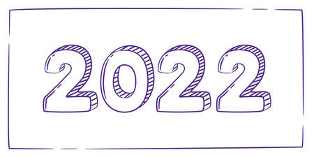 2022 banner. Hand drawn New year calendar cover. Pen written design. Vector illustration. Letteringのイラスト素材