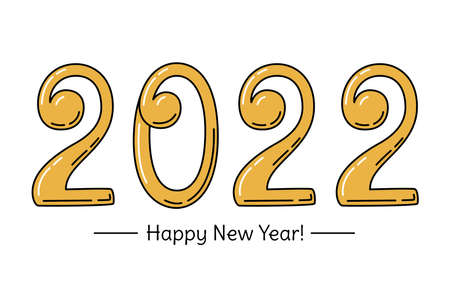 2022 banner. Happy New year poster. Calendar cover design. Lettering. Color vector illustrationのイラスト素材
