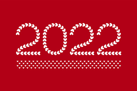 2022 banner. New year calendar design. Lettering. Color vector illustration. Heartのイラスト素材