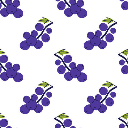 Currant seamless pattern. Hand drawn vector illustration. Sweet food. Berry with leaves.のイラスト素材