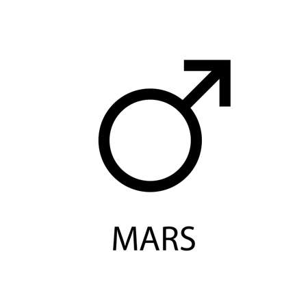 Mars icon. Planet symbol. Vector black sign on white. Astrological calendar. Jyotisha. Hinduism, Indian or Vedic astrology horoscopeのイラスト素材