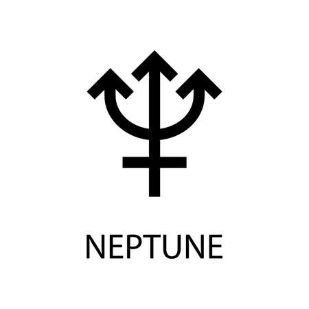 Neptune icon. Planet symbol. Vector black sign on white. Astrological calendar. Jyotisha. Hinduism, Indian or Vedic astrology horoscopeのイラスト素材