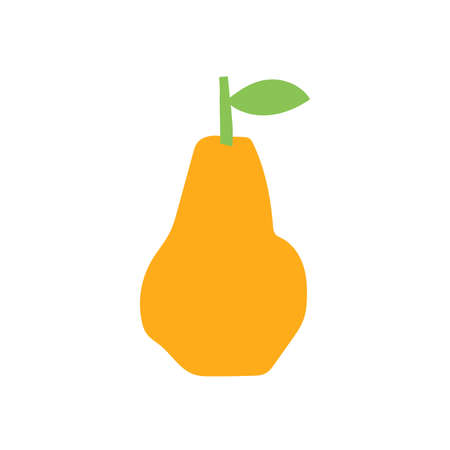 Pear. Cutouts fruit. Shape colored cardboard or paper. Funny childish appliqueのイラスト素材