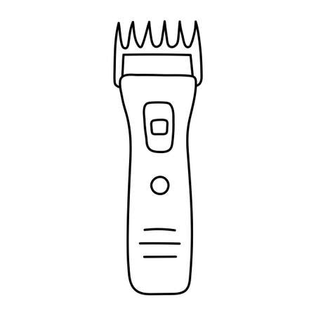 Hair clipper. Hairdressing equipment line sketch. Professional tool. Hand drawn doodle icon. Vector illustration. Barber symbolのイラスト素材