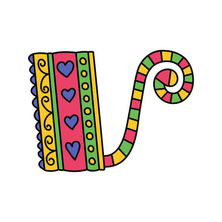 Colorful doodle letter V. Hand drawn line ABC. sketch alphabet. Kids illustration.のイラスト素材