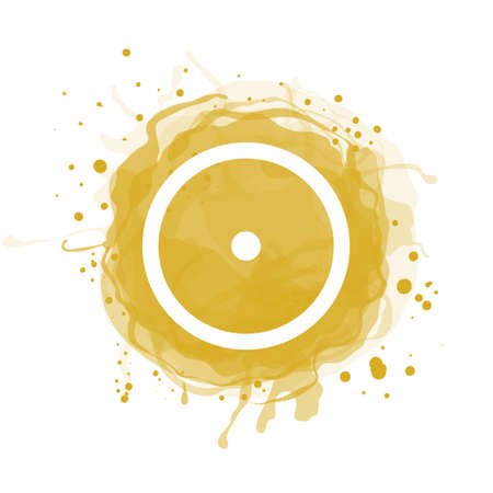 sun planet symbol. Vector white sign on watercolor blot. Astrological calendar. Zodiacal horoscope. outline illustration. Jyotisha. Hinduism, Indian or Vedic astrology.のイラスト素材