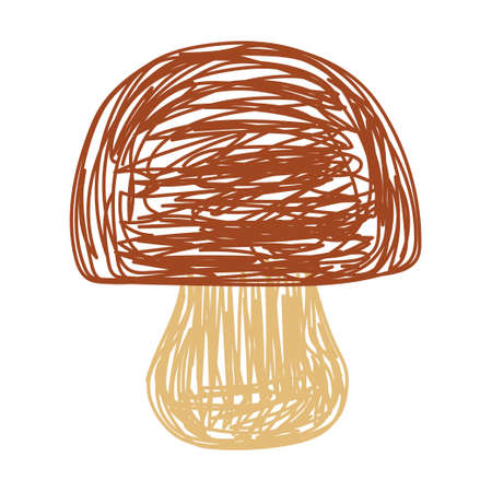 Mushroom. Boletus edulis. hand drawn vector illustration. Pen or marker doodle sketch.のイラスト素材