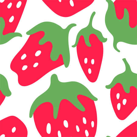 Abstract strawberry seamless pattern. Vector fruit illustration. Simple berry background.のイラスト素材