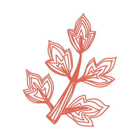 autumn leaf sketch. hand drawn vector illustration. Pen or marker doodle plant.のイラスト素材