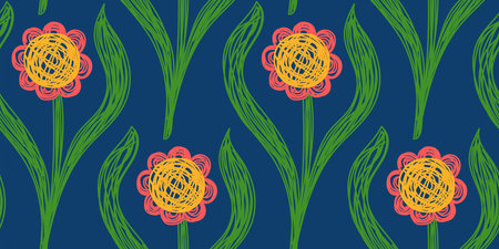 flower sketch pattern. Pen or marker hand drawn vector illustration.