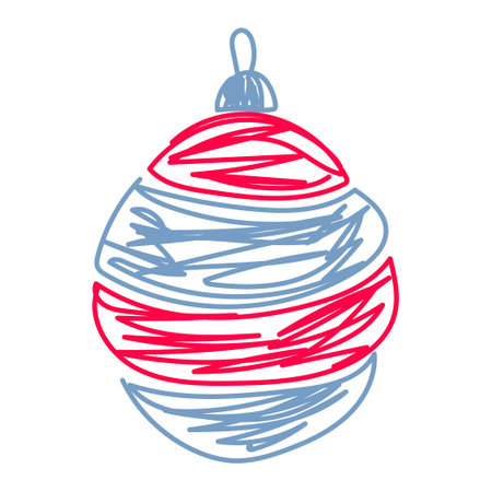 christmas ball sketch. web icon. New Year festive vector handdrawn illustration for greeting card.のイラスト素材