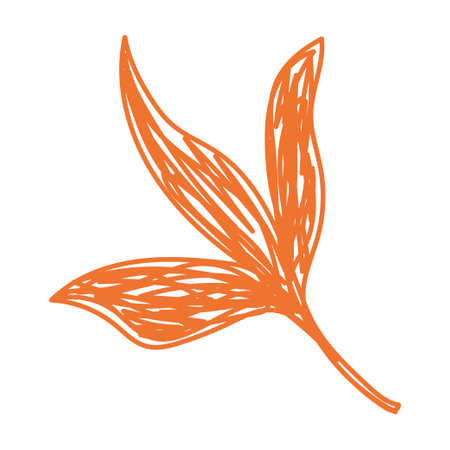 autumn leaf sketch. hand drawn vector illustration. Pen or marker doodle plant.のイラスト素材